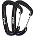 RALLT Wire Gate Carabiners - 12kN (2697lb) Snag-free Heavy Duty Carabiner Clip for Hiking, Hammock & Backpacking - Made with Lightweight, No Rust Aluminum Material- Camping Accessories (Black, 2 Pack)