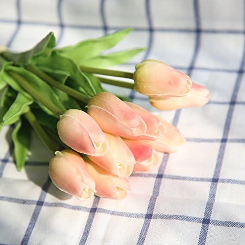 COOBL Artificial silk flower High grade decorative tulip flower wedding bouquet bride holding garlands vine DIY Floral art plant bride Home Decor(20pcs) (champagne)