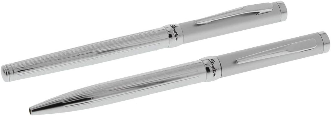 Stratton Silvertone Roller Ball & Biro Pen Gift Set - The Ideal Gift for Him or Her ST1006
