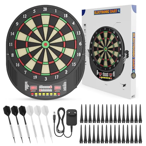 Professional Electronic Dartboard with Digital LCD Screen and Soft Tip Darts Dartboard with 27 Games, 243 Modes, Ideal for Friends, Family, Office, Clubs and Pubs Parties