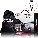 ROCKET STRAPS | (24PC) Carabiner Bungee Cords with Hooks | Bungee Cord Assortment Includes | Tie Downs | Ball Bungees | Carrying Bag | (4) Tarp Clips | 50/50 Latex & Rubber Bungie Cord Straps