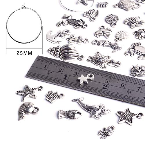 Jdesun 100 Pieces Wine Glass Charm Rings Earring Hoops and 100 Pieces Assorted Charms Pendants for DIY Your Unique Wine Glass Marker