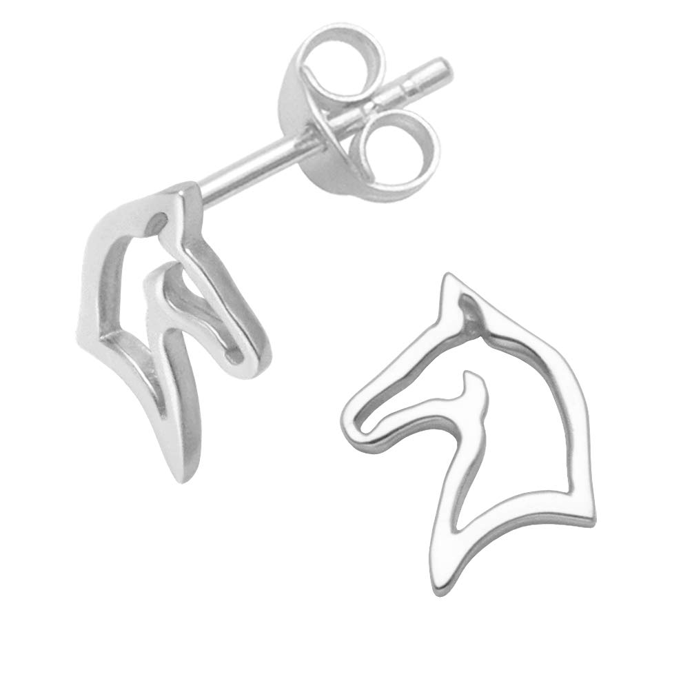 Heather Needham Sterling Silver Horse Earrings - Silhouette Horse stud Earrings - SIZE: 10mm x 7mm. Gift boxed5126