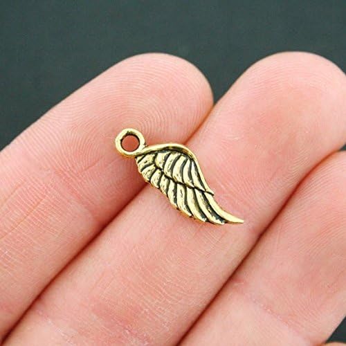 RP Supply 20 pcs 8x21mm Gold Plated Angel Wing Pendants (CB082)