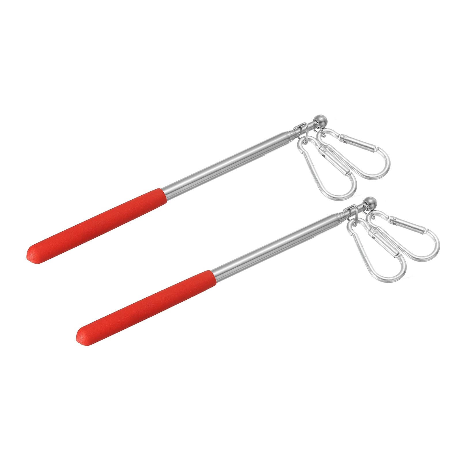 PATIKIL 3.3 Feet Telescopic Handheld Flagpoles, 2Pcs Tour Guide Flag Pole Stainless Steel Portable Collapsible Flag Pole with Clips for Teaching Pointer Training, Red