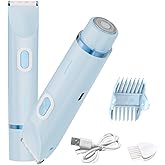 Bikini Trimmer for Women,2-in-1 Electric Razors for Womens with Painless Ceramic Blades,Waterproof Wet & Dry Use,Rechargeable Dual Head Electric Shaver for Pubic Legs Underarm Face Hairs& Body