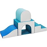 Sumbababy Foam Climbing Blocks for Toddlers: with a Tunnel - 4 PCS Foam Blocks - Kids Indoor Climbers Play Structures Play Gym Soft Climber with Slide and Stair Soft Playground Green