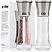 Salt & Pepper Grinder Set – Salt & Pepper Shakers with lid - brushed stainless steel Pepper Mill and Salt Mill - Adjustable Ceramic Rotor - Glass body - Silicone funnel collapsible & 2 citrus sprayer