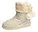 Airee Fairee Slippers Booties for Women Ladies Girls Slipper Boot Bootie Faux Fur Lined with Pom Poms (Medium US 7-8, Beige 2)