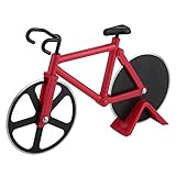 Besiva Pizza Cutter - Bicycle Pizza Cutter Wheels, Kitchen & Dinning Stainless Steel Wheels Cutter Tool(Black/Red)