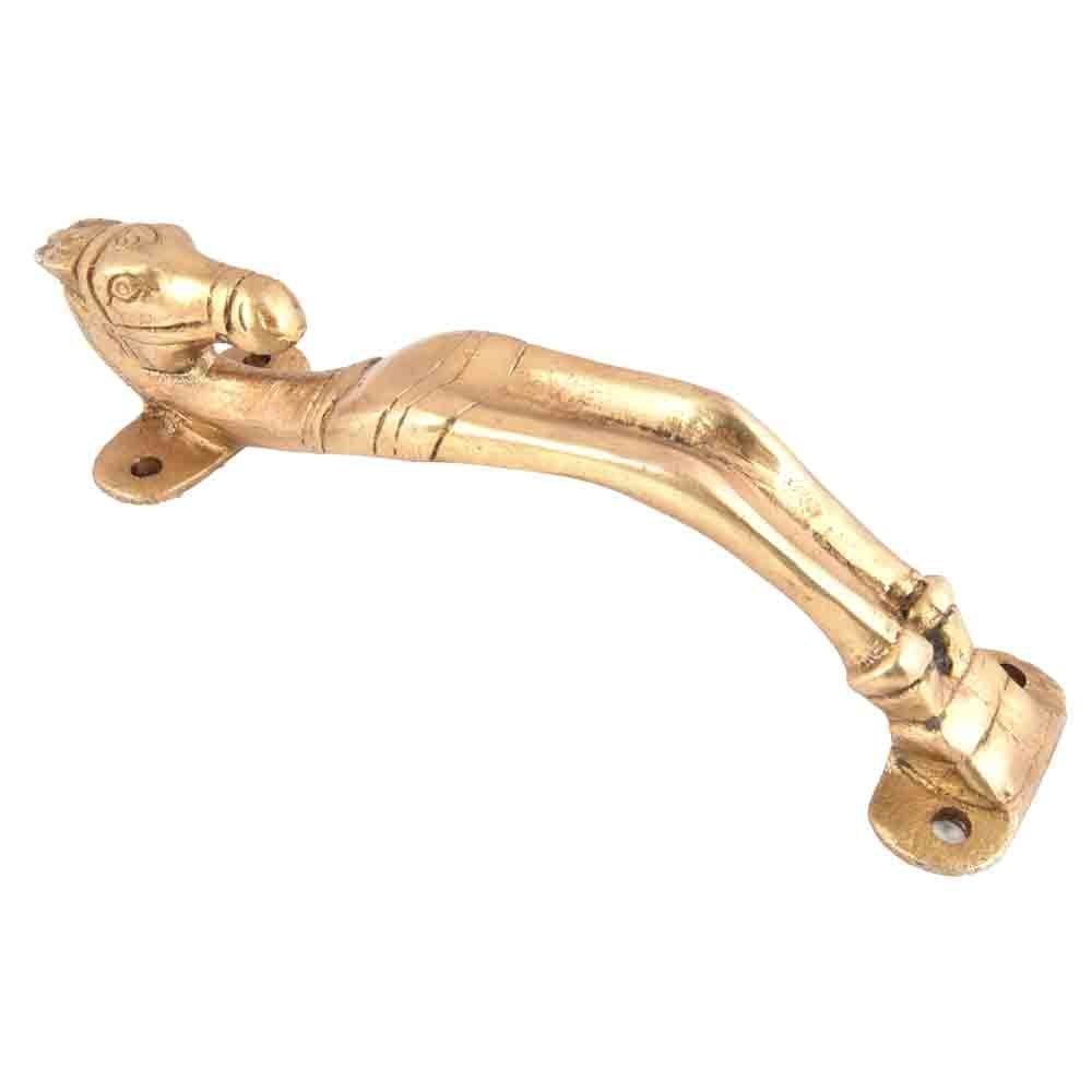 Purpledip Brass Handle: Horse Shape Vintage Design Grip for Doors, Windows Or Closets (11022)