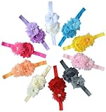 QS® Baby Girl Elastic Headbands Chiffon Flower, Bow, Crystal