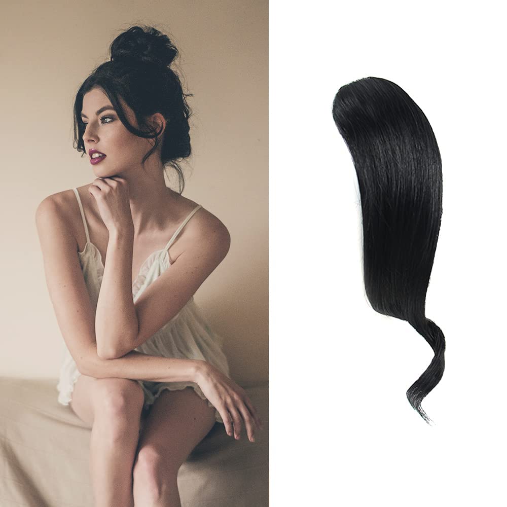 2PCS Wave Side Bang Real Human Hair Clip in Bangs Curly Fringe Hair Extensions(Jet Black) โ image 1
