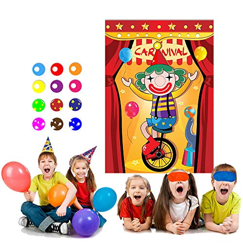 Carnival Pin The Nose On The Clown Party Game,Fun Carnival Game for Kids and Adults in Carnival Party Activities, Great Carnival Decorations and Supplies