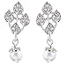 Accessoriesforever Women Bridal Wedding Prom Fashion Jewelry Set Rhinestone Pearl Leaf White