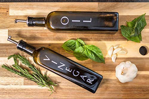 The Olive Oil & Vinegar Infusion Kit | Recipe & Instruction Book w/over 40 Recipes | Set of 500mL Dark Green Square Bottles w/Dispensers | 64oz Ball Mason Jar | Funnel Strainer | Kitchen Thermometer - Thumbnail 6