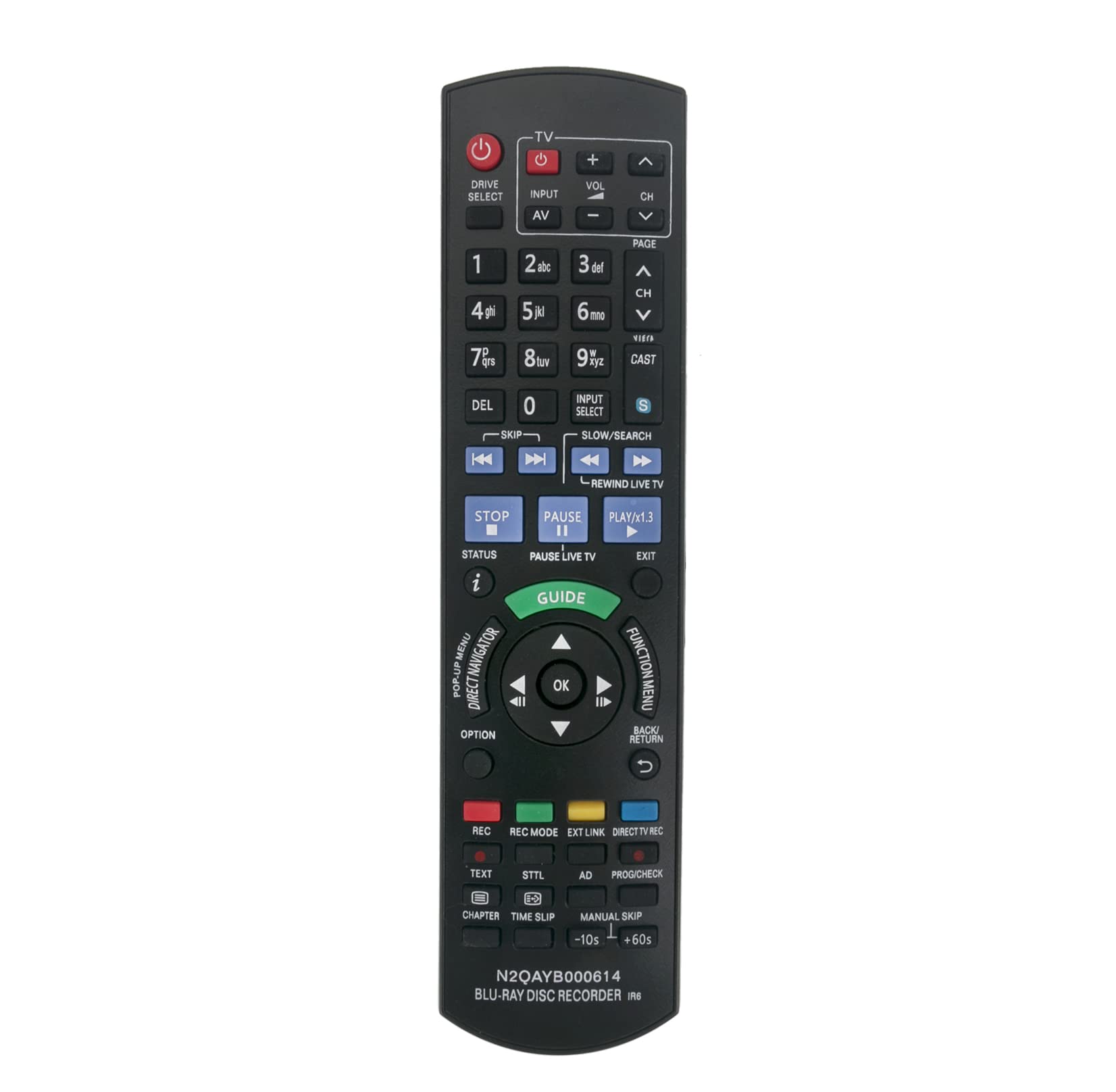 AULCMEET N2QAYB000614 N2QAYB000616 Replacement Remote Control Compatible with Panasonic 3D Digital Movie Dis DVD Blu-Ray Player DMR-BWT700EB DMR-BWT700 DMR-BWT800EB DMR-BWT800