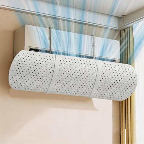 Universal Air Conditioner Deflector, Adjustable Windshield Air Conditioning Shield, Cold/Warm, for Home/Office, Elderly, Baby, Pregnant Women (White)