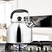 Whistling Tea Kettle Stainless Steel Teapot for Stove Top - Thin Base - Fast Boil - 3.7L/4Qt - by AMFOCUS