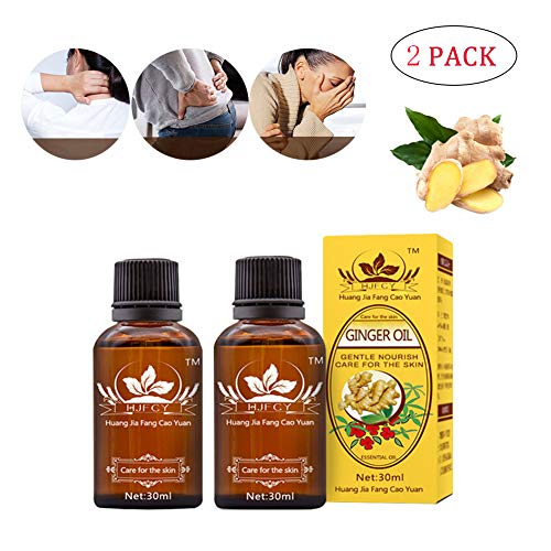 Ginger Essential Oil 100% Pure Natural Lymphatic Drainage Ginger Massage Oil Promote Blood Circulation Relieve Muscle Soreness 2 Pack