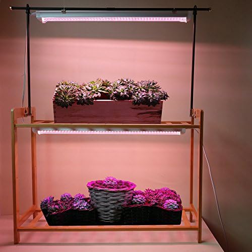 Indoor Plant Grow Light System with 2-Tier Stand Rack and Full Spectrum T8 Led Grow Bulb for Kitchen tabletop Garden Plant Growing