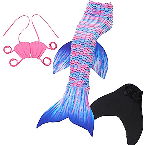 Saianke 3pc girls fin mermaid swimsuit bikini swimsuit can math m…