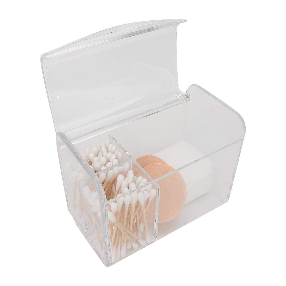 Cotton Swab Balls Holder Transparent Storage Box Makeup Powder Puff Organizer Acrylic Cosmetics Case Container with Lid for Cotton Pads, Cotton Swabs, Powder Puff