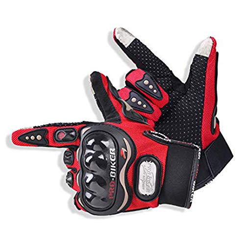 CHCYCLE motorcycle gloves touch screen summer motorbike powersports protective racing gloves (L-Red)