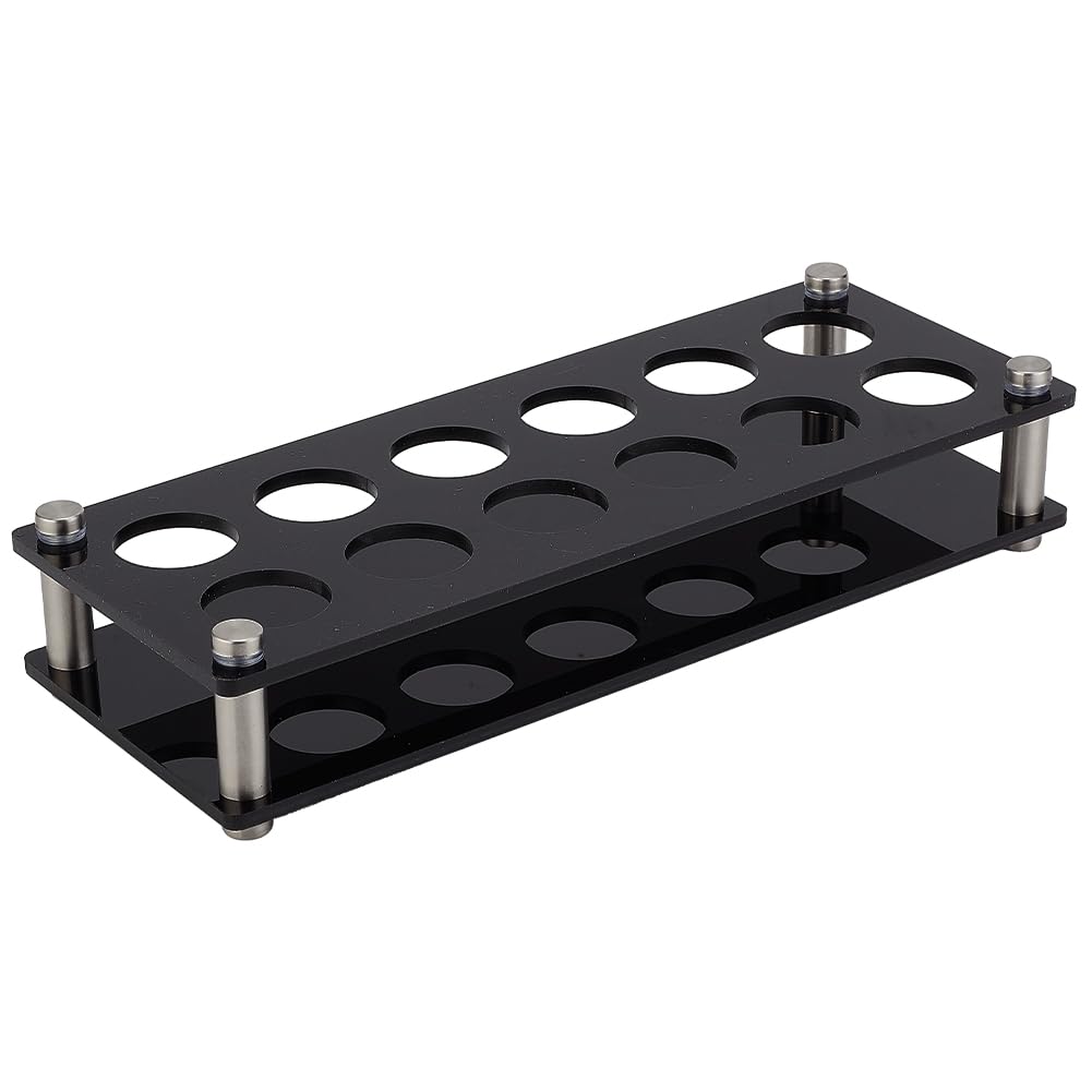 HOBBIESAY 12 Hole Acrylic Shot Glass Holder Black Shot Glass Serving Tray for Bar Tequila Glasses Cup Rack Whiskey Shot Glass Base Diaplay for Party Bar Club Family Gathering,Inner Hole:3.8cm