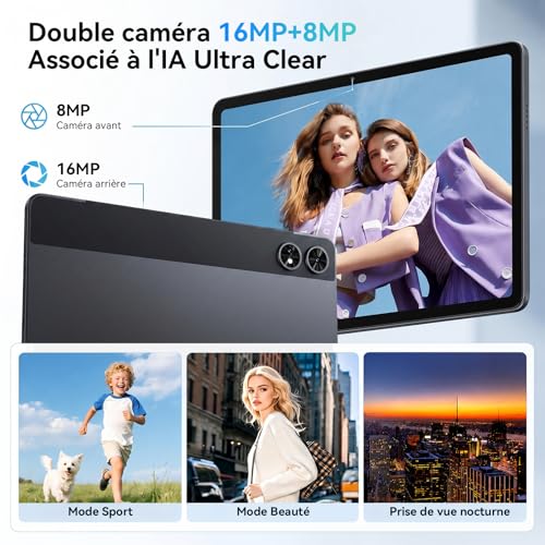 TABWEE Android 16 Tablette avec Clavier - Tablette 12 Pouces, 48 Go+256 Go, 10000 mAh, 16 MP+8 MP, 1600 * 2400 QHD+, Widevine L1, Gemini AI 3.1 Pro, GPS Intégré, Tablette 4G LTE (Garantie de 4 Ans)