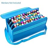 ADVcer 80 Holders Marker Pen Case, Extendable and Foldable Velcro Oxford Organizer with Carrying Handle and Baldric for Dry Erase Marker, Liquid Chalk Highlighter, Stamp Marker, Permanent Paint Marker