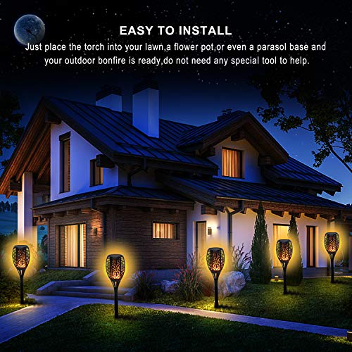 Everbest4U Solar Lights Upgraded, Waterproof Flickering Flames Torches Lights Outdoor Solar Landscape Decoration Lighting Dusk to Dawn Auto On/Off Security Torch Light for Patio Driveway (4)