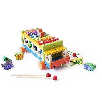 Shumee 3-in-1 Wooden Musical Animal Sorting Truck (3 Years+) | Musical Toys