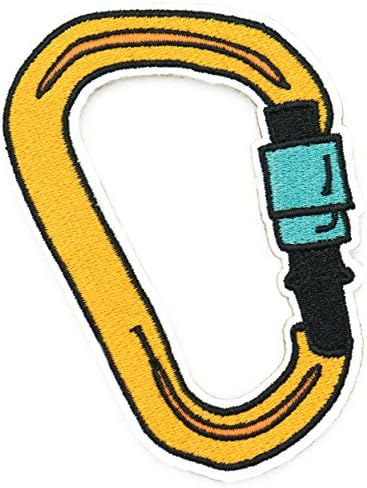 2 Pack Carabiner Embroidered Iron-on Patch in Orange