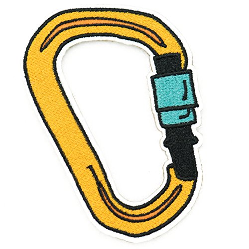 2 Pack Carabiner Embroidered Iron-on Patch in Orange