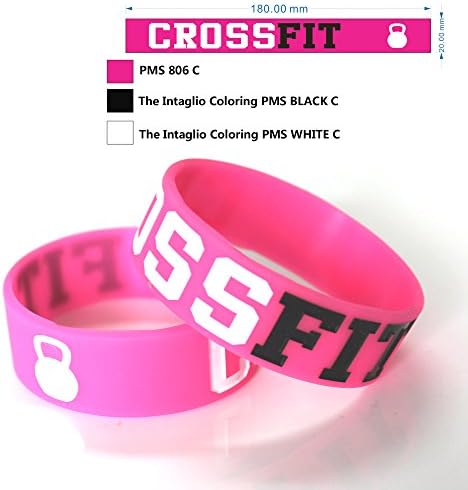 4 Pcs Pink CROSSFIT Workout Kettlebell Bracelet CrossFit Wristband Fitness Apparel Workout Clothing, Silicon Bracelet…