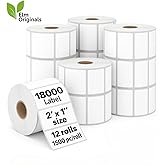 2" x 1" Direct Thermal Labels for Barcodes Address Shipping - Bright White Paper Compatible with Rollo Zebra Munbyn Desktop Printers (12 Rolls, 1500 Labels/Roll) - Elm Originals