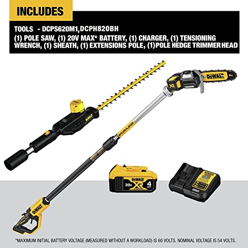DEWALT 20V MAX* Pole Saw & Hedge Trimmer Attachment, 15foot Reach