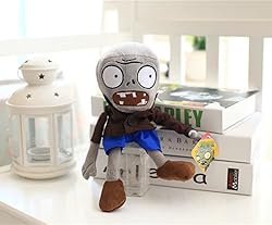 JHESAO 12" PVZ Plush Zombies Brown Coat Toys Soft