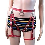 Women's Leather Garter Body Cage Harness Waist Belts Adjustable Halloween Punk Club Costumes(YL-21Red)