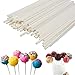 COOLAKE Lollipop Sticks 100 Pack 6 Inch Paper Candy Making Sucker Sticks for Cake Topper, DIY Homemade Fruit Candy, Chocolate