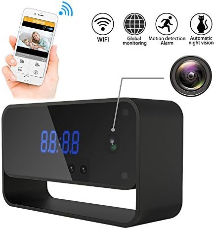 Hidden Camera WIFI Spy Camera Clock HD 1080P Wireless Security Cam for Home Nanny Cameras Starlight Auto Night Vision Remote View