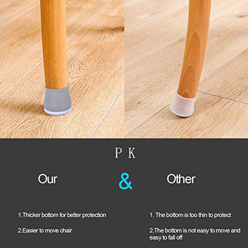 Silicone Chair Leg Floor Protectors, 32 PCs Chair Leg Covers with Felt