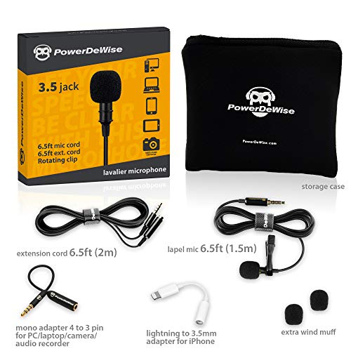 Professional Grade Lavalier Microphone with Adapter Compatible with