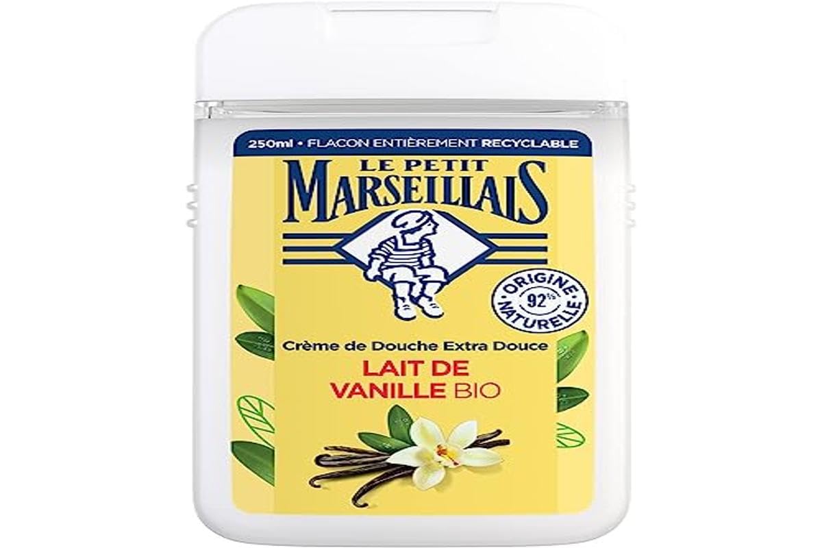 Le Pe Marseillais | Extra Soft Organic Vanilla Milk (250ml Bottle) - 92% Natural Ingredients - Fully Recyclable Bottle