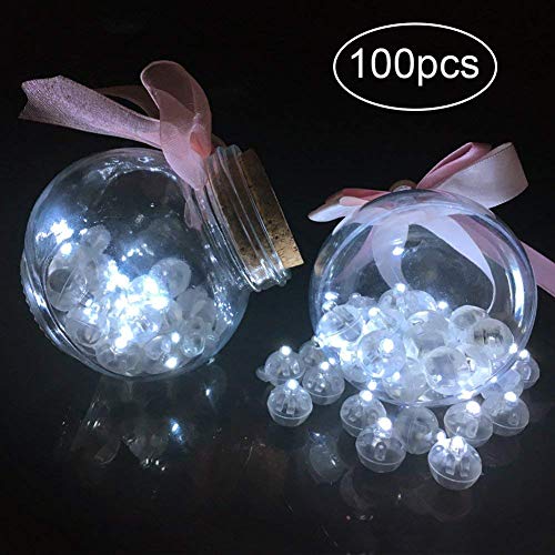100pcs White LED Balloon Light,Round Led Flash Ball Lamp for Paper Lantern Balloon Party Wedding Decoration