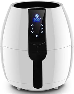 KLYHCHN Air Fryer Large Oilless Cooker with Detachable Dishwasher Safe Basket Air Frying 1500 W 4.8 Quart Electric LCD Touch Screen Timer Air Fryer Adjustable Temperature Control (Black)