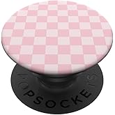 Classic Checkered Checker Checkerboard Blush Pink Pattern PopSockets Adhesive PopGrip