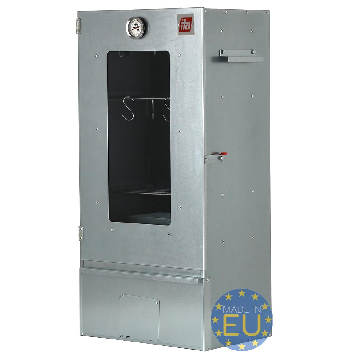 ITA Räucherofen 7000 - Premium Räucherschrank mit 3 Etagen - Legierter Stahl, mit Sichtfenster & Thermometer - EU Qualität Direkt vom Hersteller - Smoker zum Kalträuchern & Heißräuchern
