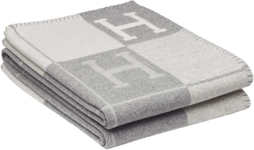 Coobal 140170cm Soft for Sofa Couch Decorative, Initial Letter Cashmere Knitted Throw Blanket for Couch/Chair/Love Seat/Car Camping Blanket Shawl(Color : Gray)
